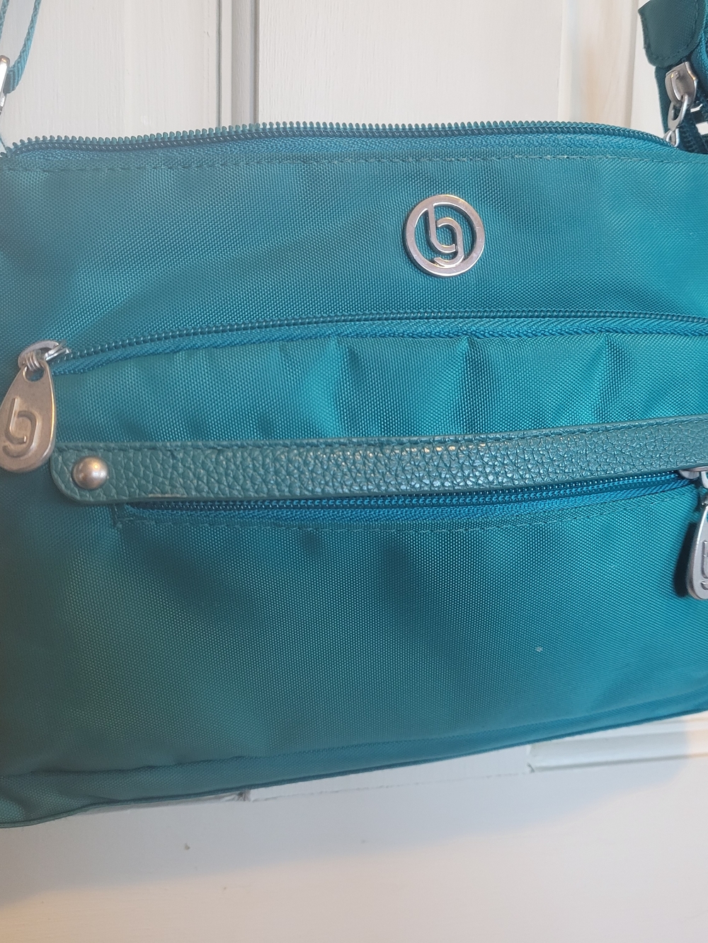 Baggalini Teal Crossbody Shoulder Bag with Front RFID Zip Pocket